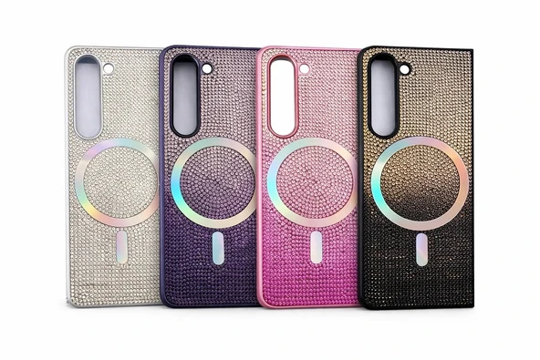 Samsung Z Fold 5 Kılıf Diamont MagSafe Hologramlı Telefon Kılıfı ürün görseli 1