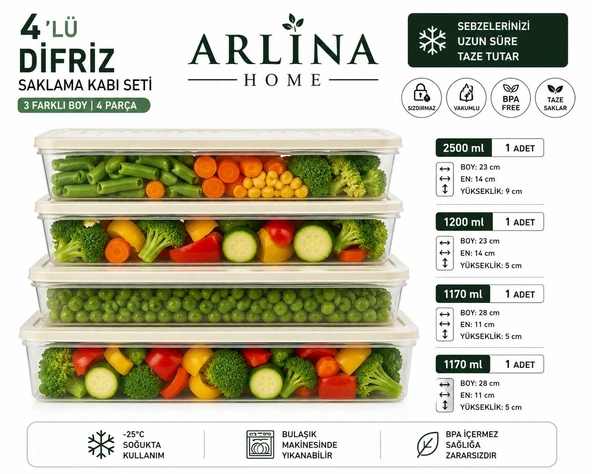 Softchef Derin Dondurucu Saklama Kabı 4 Ad 2500 ml 1200 ml 1170 ml 1170 ml ürün görseli 1