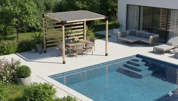 iAhşap Braket Seti 4 Ana Direkli Seperatörlü - Gölgelikli Pergola | Ebat-2.4 x 3 Metre (Yükseklik 250 Cm) ürün görseli 1
