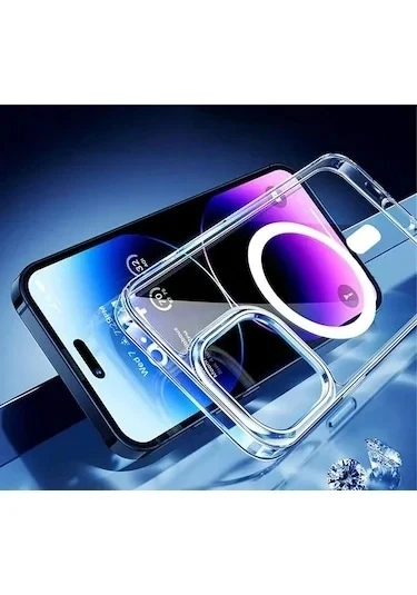 İphone 15 Plus Magsafe Sert Şeffaf Telefon Kılıfı - Resim 3