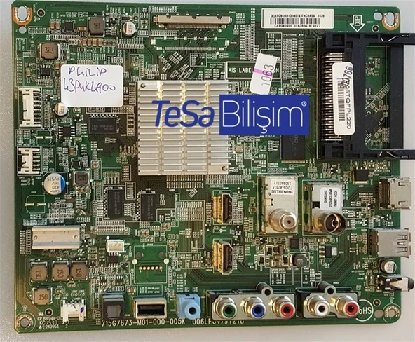 PHILIPS 43PUK4900/12 ANAKART 715G7673-M01-000-005K 705TQFPL220, TPT430U3 ürün görseli 1