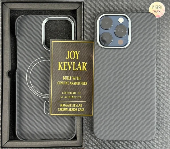 Joykevlar İphone 15 Pro Max Gerçek Kevlar Carbon Premium Telefon Kılıfı ürün görseli 1