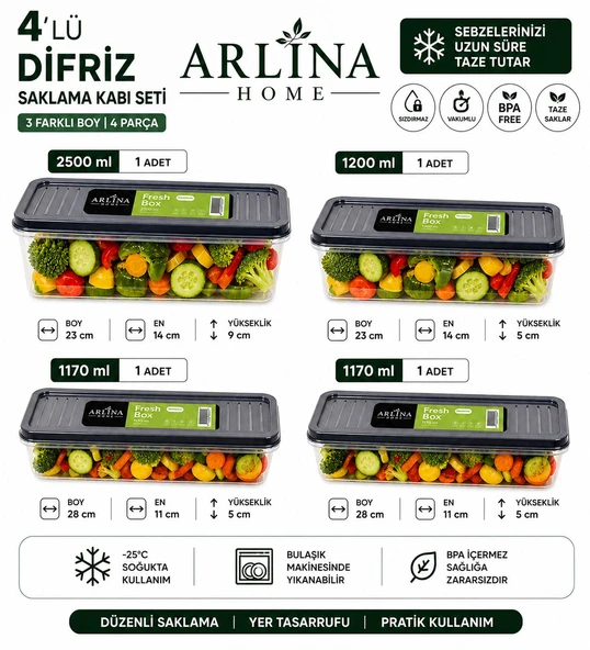 Softchef Derin Dondurucu Saklama Kabı 4 Ad 2500 ml 1200 ml 1170 ml 1170 ml ürün görseli 1