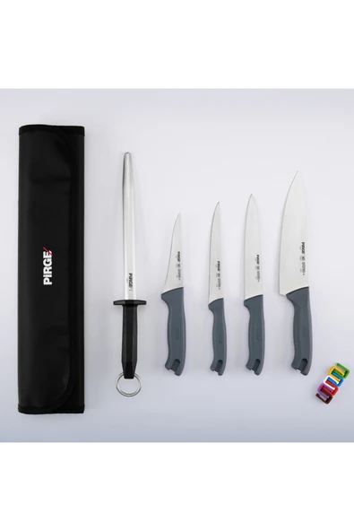 PİRGE Gastro Çantalı Bıçak Seti 5'li Gri ürün görseli 1
