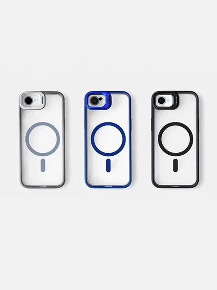 iPhone 16 E Uyumlu Kılıf Klon Stantlı + Lens Korumalı MagSafe Telefon Kılıfı ürün görseli 1