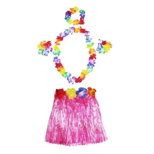 Pembe Hawaii Seti - Kolye, Etek, Taç ve Bileklik ürün görseli 1