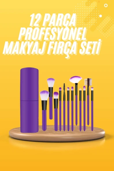 12 Parça Makyaj Fırçası Yumuşak Kıllı Profesyonel Fırça Seti Yüksek Kaliteli Pürüzsüz ürün görseli 1
