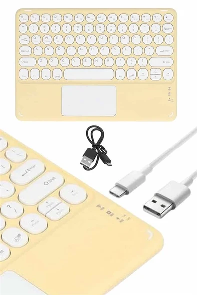Android ve İOS Uyumlu Bluetooth Klavye Touchpad Slim Kablosuz Wifi Q Klavye - Resim 3