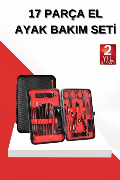 17 Parça Manikür Seti El ve Ayak Bakımı Törpü Cımbız Tırnak Temizleme ürün görseli 1