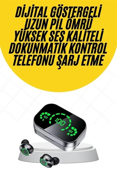 Kablosuz Bluetooth Kulaklık Çift Telefon Destekli Powerbankli Dijital Göstergeli ürün görseli 1