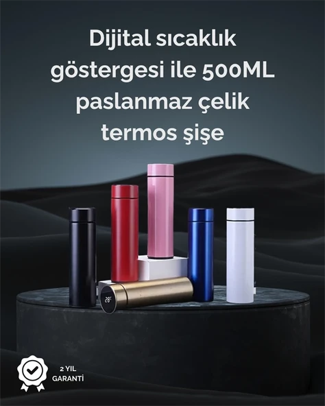 LED Sıcaklık Ölçerli 250 ml Yalıtımlı Termos Şişe ürün görseli 1