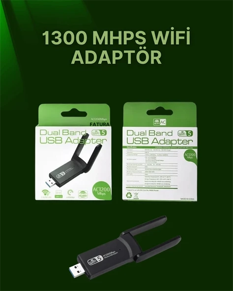 USB 3.0 Wireless Adaptör – 2.4GHz & 5GHz Destekli - Resim 2