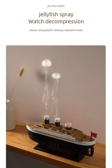 Titanic Aromaterapi Hava Nemlendirici Kuruluğu Önlemek Için Verimli Gemi Dizaynlı Difüzör ürün görseli 1