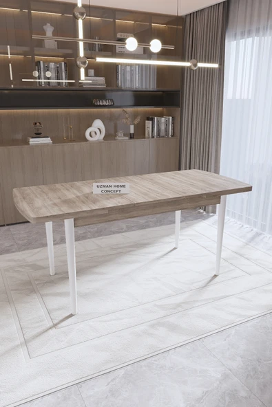 UZMHOME 80 x 130 Açılabilir Kapanabilir Yemek Masası 6 Kişilik Mutfak Masası ürün görseli 1