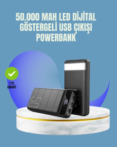 Tüm Cihazlarla Uyumlu 50.000 mAh Powerbank – Yüksek Kapasiteli, LED Gösterge ve Akıllı Koruma Fonksiyonlu ürün görseli 1