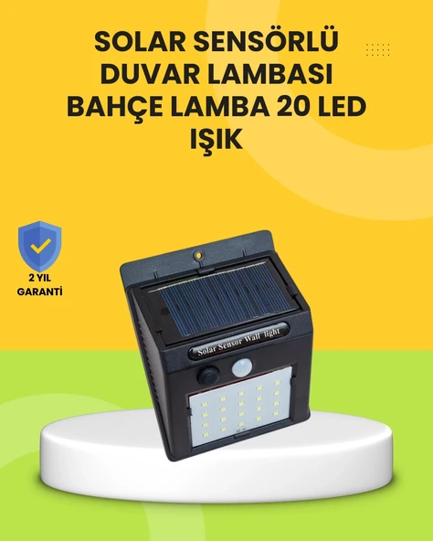 Güneş Paneli ile Şarj Olan 20 LED Dış Mekan Hareket Sensörlü Lamba ürün görseli 1