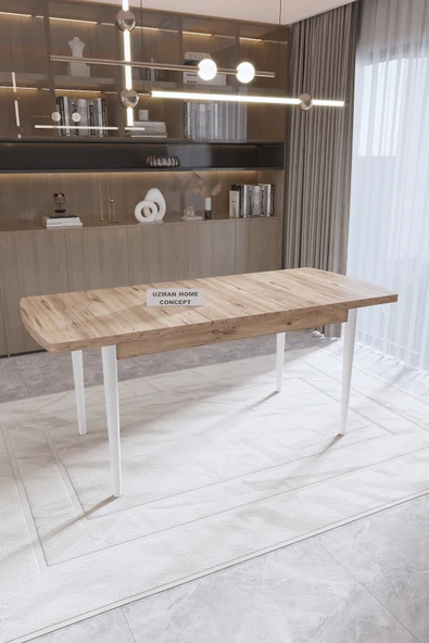 UZMHOME 80 x 130 Açılabilir Kapanabilir Yemek Masası 6 Kişilik Mutfak Masası ürün görseli 1