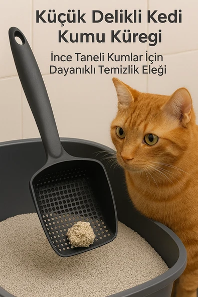 Kedi Kumu Eleği (Küçük Delikli) | İnce Taneli Kumlar İçin Özel Filtreleme | Hızlı, Kolay ve Hijyenik Temizlik Çözümü ürün görseli 1