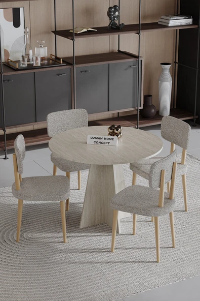 UZMHOME Elısa 4kişilik Mutfak Masası Takımı Traverten ürün görseli 1