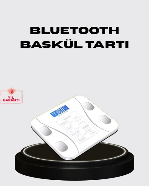 Akıllı Dijital Baskül – Bluetooth Bağlantılı, 8 Ölçüm Verili, Akıllı Vücut Analiz Tartısı ürün görseli 1