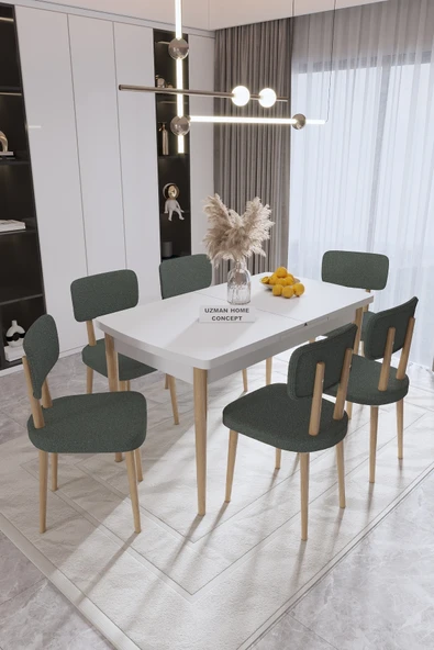 UZMHOME Eylül Mutfak Masa Takımı,Mutfak Masası,Yemek Masası,Masa Takımı Açılabilir Masa 6 Sandalyeli ürün görseli 1