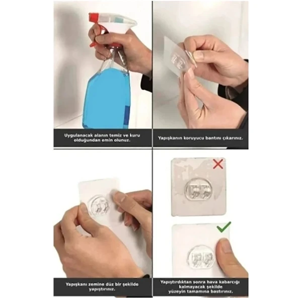 6'lı Yapışkanlı Kapı Arkası Askı - Resim 3