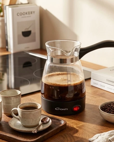 Cam Kahve Makinesi 650W 0.5 Litre 5 Fincan Kapasiteli Elektrikli Türk Kahvesi Makinesi ürün görseli 1