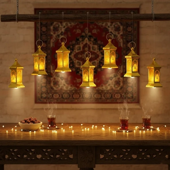 Ramazan Temalı Altıgen Kubbe LED Lamba - Resim 4