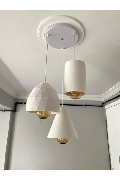 NESTVİBE Stone 3’lü Beton Dokulu Sarkıt Avize Bohem & Pinterest Tarzı Modern Oturma Odası Aydınlatma Nestvibe ürün görseli 1