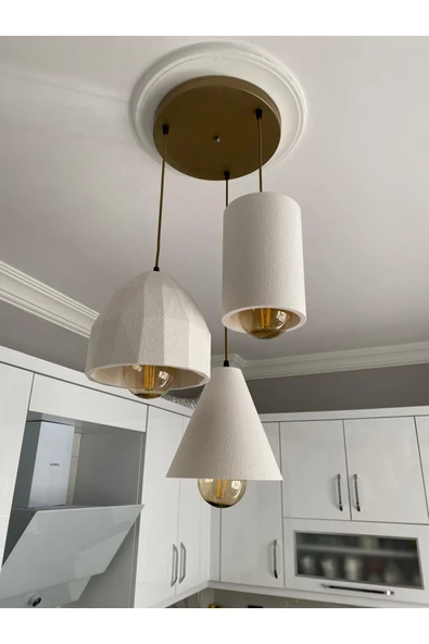 NESTVİBE Stone 3’lü Beton Dokulu Sarkıt Avize Bohem & Pinterest Tarzı Modern Oturma Odası Aydınlatma Nestvibe ürün görseli 1