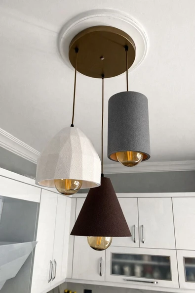 NESTVİBE Stone 3’lü Beton Dokulu Sarkıt Avize Bohem & Pinterest Tarzı Modern Oturma Odası Aydınlatma Nestvibe ürün görseli 1