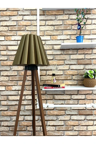 NESTVİBE Ahşap 3 Ayaklı Pileli Moder Tripot Lambader Salon Yatak Odası Oturma Odası Pinterest tasarım ürün görseli 1