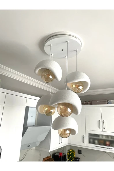NESTVİBE Modern 5'li Avize Beton Dokulu - Salon ve Oturma Odası İçin Şık Tasarım (AMPUL DAHİL DEĞİLDİR) ürün görseli 1