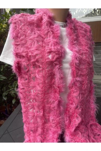 Ciciş Aksesuar PEMBE ÖRME ATKI TÜY DETAYLI (EN21-170CM) ürün görseli 1
