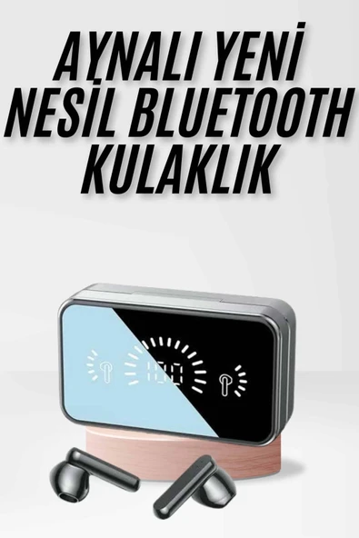 Yeni Nesil Kablosuz Kulaklık Aynalı Powerbank Özellikli Bluetooth Bağlantılı Dijital Göstergeli ürün görseli 1