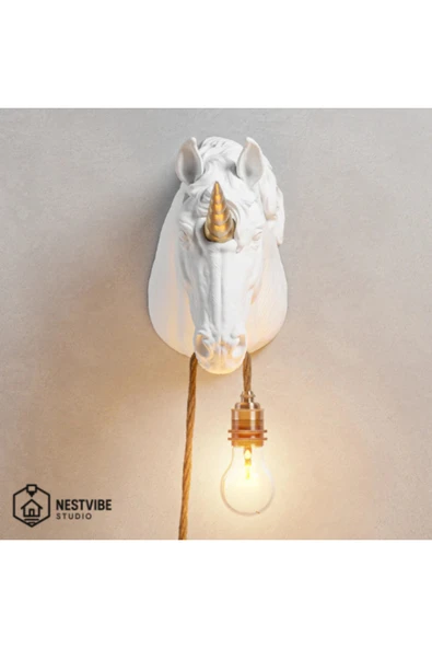 NESTVİBE Unıcorn Başlı Şık ve Modern Duvar Lambası NESTVİBE Özel Seri ürün görseli 1
