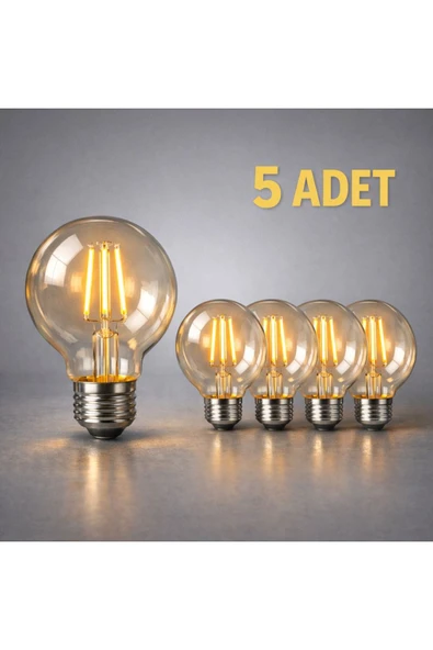 NESTVİBE G95 LED Filament Ampul 4W E27 2700K Sıcak Sarı 400 Lümen Dimmerli Dekoratif Rustik Ampül ürün görseli 1