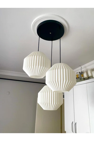 NESTVİBE Origami Modern Bohem 3lü Sarkıt Avize Oturma Odası,Salon,Çocuk Odası,Ofis Şık Ve Rustik Aydınlatma ürün görseli 1