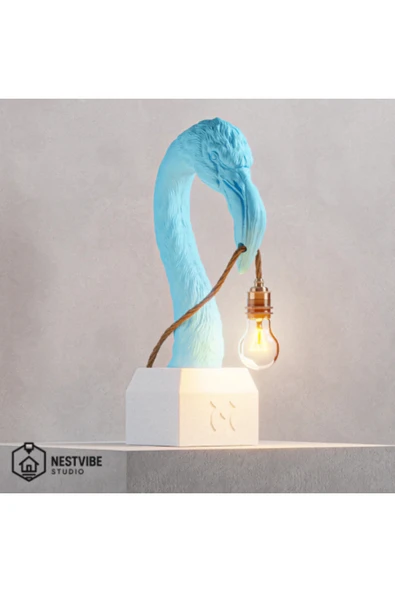 NESTVİBE Flamingo Başlı Tasarımlı Şık Masa Lambası Nestvibe Studio Özel Seri ürün görseli 1