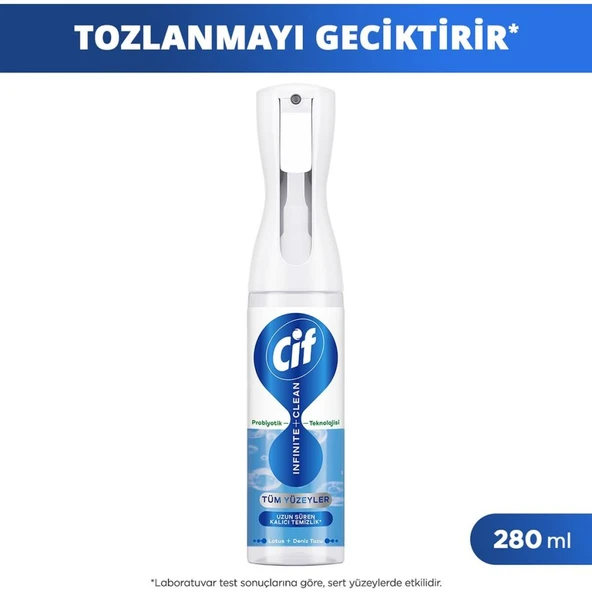 Cif Infinite Clean Doğal Probiyotikli Sprey Tüm Yüzeyler İçin Lotus & Deniz Tuzu 280 ml ürün görseli 1