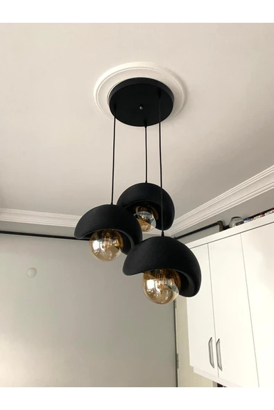 NESTVİBE Beton Görünümlü Modern Şık İskandinav Tarz 3 Başlıklı Avize (25cm) (AMPUL DAHİL DEĞİLDİR) NESTVİBE ürün görseli 1