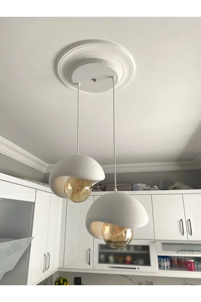 NESTVİBE Beton Görünümlü Modern Şık İskandinav Tarz 2 Başlı Avize (25cm) (AMPUL DAHİL DEĞİLDİR) NESTVİBE ürün görseli 1