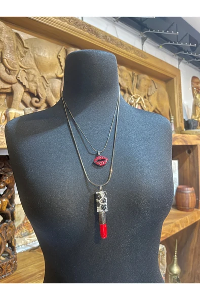KESKİN AKSESUAR RED KİSS & ROUGE KOLYE ürün görseli 1