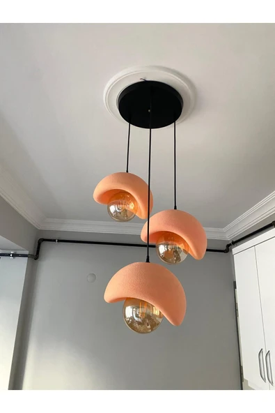 NESTVİBE Beton Görünümlü Modern Şık İskandinav Tarz 3 Başlıklı Avize (25cm) (AMPUL DAHİL DEĞİLDİR) NESTVİBE ürün görseli 1