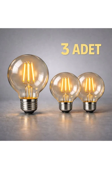 NESTVİBE G95 LED Filament Ampul 4W E27 2700K Sıcak Sarı 400 Lümen Dimmerli Dekoratif Rustik Ampül ürün görseli 1