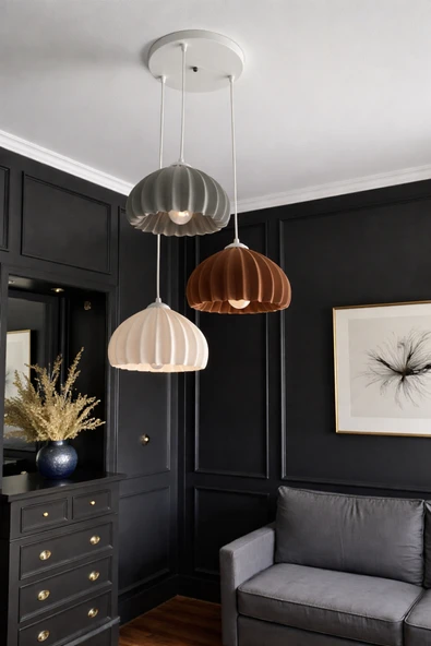 NESTVİBE Solis Modern 3’lü Sarkıt Avize | Salon ve Mutfak Aydınlatması Şık bohem tarz Nestvibe ürün görseli 1