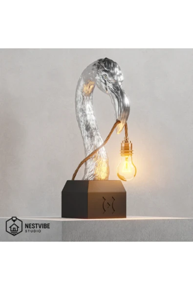 NESTVİBE Flamingo Başlı Tasarımlı Şık Masa Lambası Nestvibe Studio Özel Seri ürün görseli 1