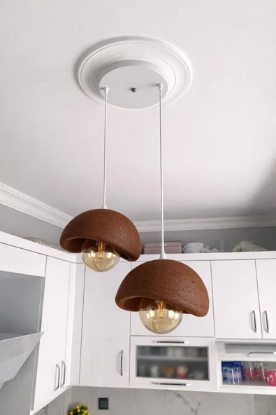 NESTVİBE Beton Görünümlü Modern Şık İskandinav Tarz 2 Başlı Avize (25cm) (AMPUL DAHİL DEĞİLDİR) NESTVİBE ürün görseli 1