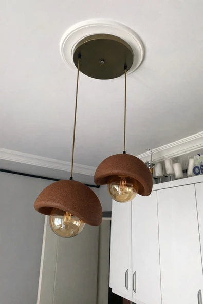NESTVİBE Beton Görünümlü Modern Şık İskandinav Tarz 2 Başlı Avize (25cm) (AMPUL DAHİL DEĞİLDİR) NESTVİBE ürün görseli 1