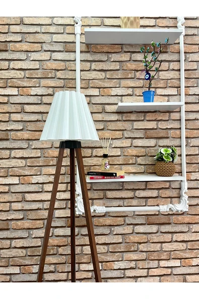 NESTVİBE Ahşap 3 Ayaklı Pileli Moder Tripot Lambader Salon Yatak Odası Oturma Odası Pinterest tasarım ürün görseli 1